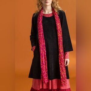 Gudrun Sjoden Black Velvet Velour Tunic Dress Size S/M NWT